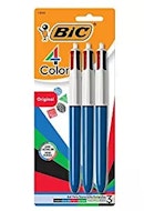 BIC 4-Color Retractable Ballpoint 笔 - medium/blue barrel 3pk