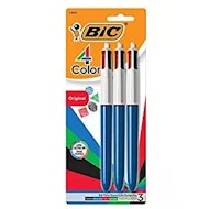 BIC 4 色可伸缩圆珠笔 - 中/蓝桶 3 支装