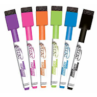Dry Erase Markers - assorted 6 pk. w/ eraser